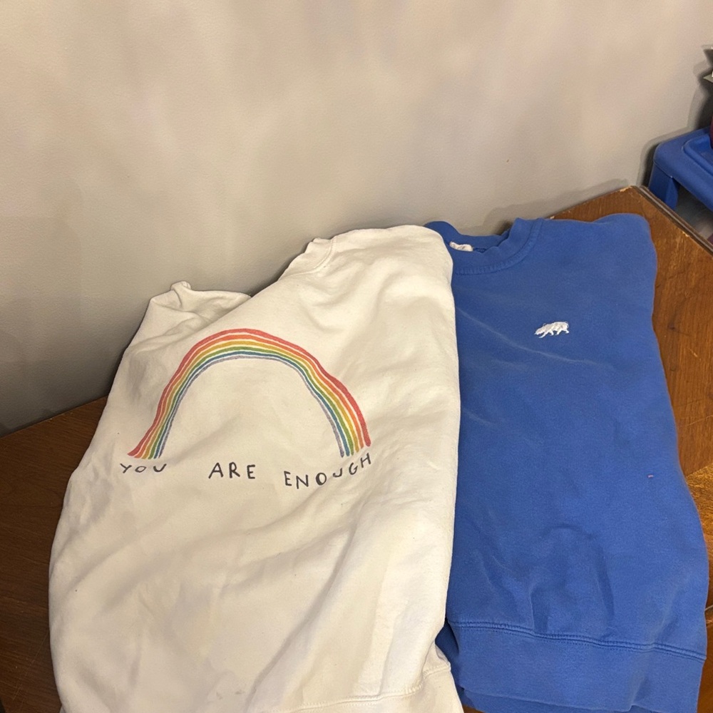 Colorful Rainbow and Blue Bear Sweatshirt Set